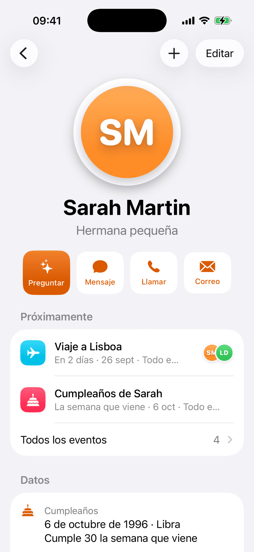 La página de Sarah: su pegatina, lo que viene y acciones rápidas